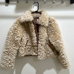 UO Teddy crop faux fur Sherpa jacket